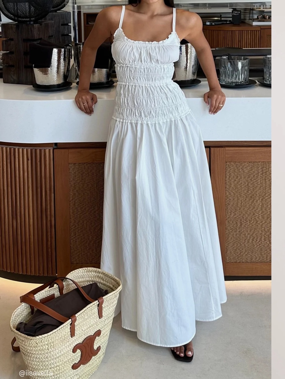 DISSH White Smocked Maxi Dress-Skirt